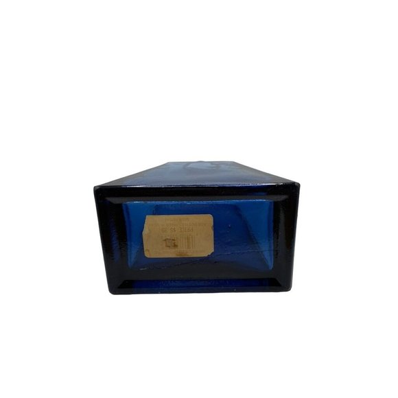 Vintage Trapezium Deep Cobalt Blue Glass Bottle Heavy Apothecary Serving Decante - Picture 7 of 7